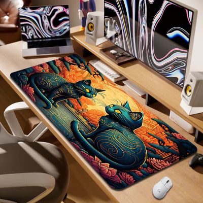 Computer Gaming Mouse Pad Kawaii Cat Desk Mat Pc Gamer Mousepad Cartoon Cute Mouse Mat Non-Slip Rubber Mat Keyboard Pads Soft