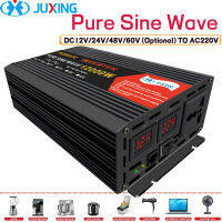 JUXING 12000W เพียวไซน์เวฟอินเวอร์เตอร์ 12V/24V/48V/60V DC 220V AC Converter สำหรับบ้าน RV รถบรรทุกกับ AC Universal Outlet จอแสดงผล LED คู่