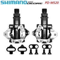 SHIMANO DEORE PD-M520แป้นถีบจักรยานสำหรับจักรยานเสือภูเขาสองด้าน SPD ล็อคตัวเอง MTB แป้นถีบจักรยานชิ้นส่วนจักรยานดั้งเดิม