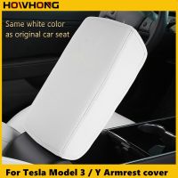 Armrest Box Cover For Tesla Model 3 / Y Protective Nappa Leather Central Control Pad Car Interior Modification Accessories