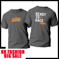 KTM เสื้อยืดสำหรับการแข่งขัน,เสื้อยืดโพลีเอสเตอร์แห้งเร็วใส่ได้ทั้งชายและหญิงสีดำขาวเทาเข้ม