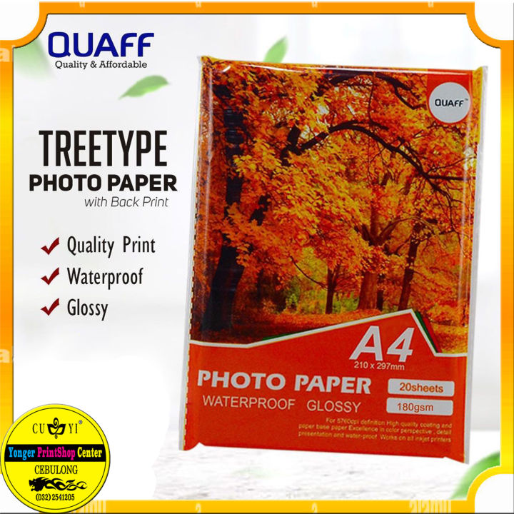 5 Packs 180gsm QUAFF GLOSSY PHOTO PAPER A4 20sheets Pack CEBULONG