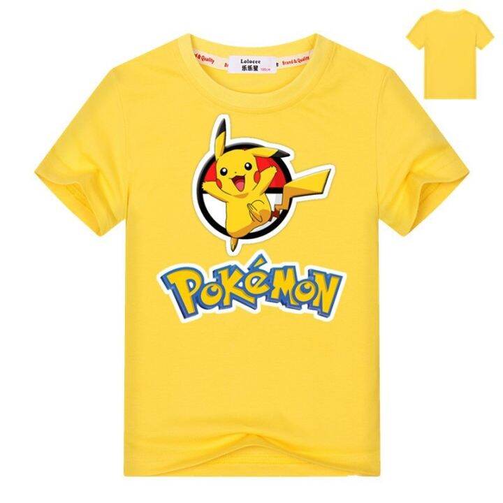 เสื้อยืดแขนสั้นพิมพ์ลาย-pokemon-pikachu-สำหรับเด็ก