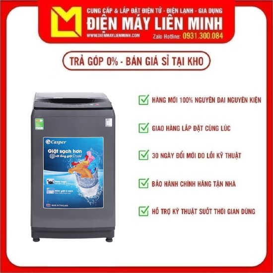 Hcmmáy giặt cửa trên casper wt-95n68bga 9.5 kg khóa trẻ em tự khởi động - ảnh sản phẩm 1