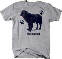 Cute Black Newfoundland Dog Standing Up With Paw Prints Custom Tshirt