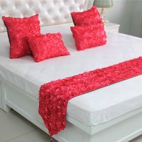 【cw】 Romantic Red Roses Bed Runner Luxury laciness rose Bed Tail Towel Bedding Scarf Wedding Home Hotel Bedroom Decorations 【hot】