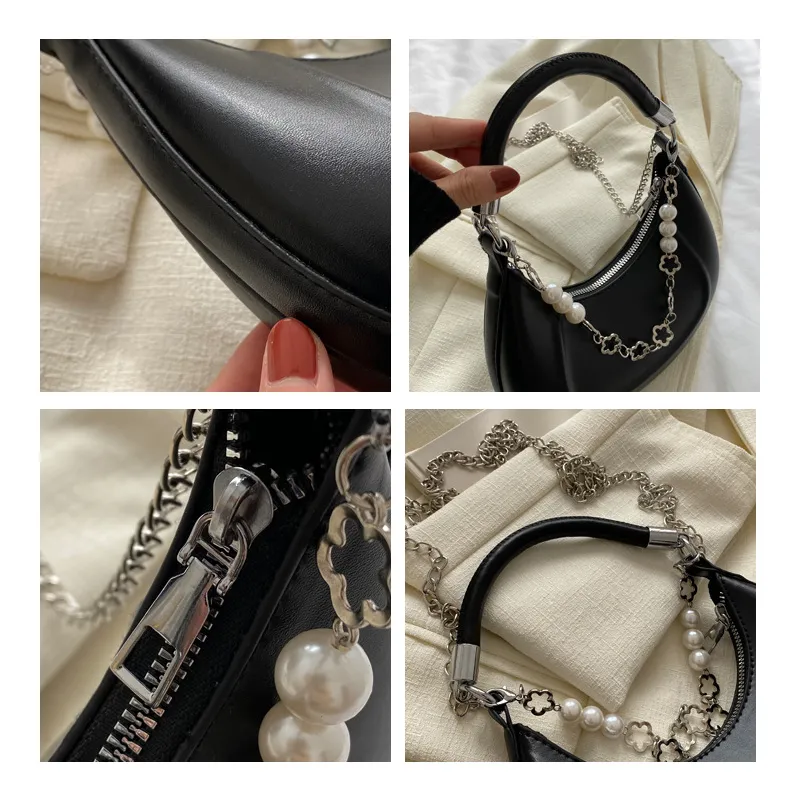 Coquette Korean Fashion Y2K Baguette Bag with Pearl Chain – The Kawaii  Factory