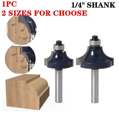 1pc 6.35mm 1/4 ""Shank Round-Over Router Bits สําหรับ Wood 2 Flute Endmill พร้อมเครื่องตัดมิลลิ่งแบริ่งเครื่องมืองานไม้