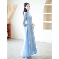 【CW】Modified Style Cheongsam Young Simple Elegant R Chinese Style Modern Long Qipao High-end Oriental Wedding Party Floral Dress