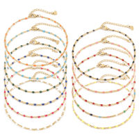 Fashion Stainless Steel Anklet Simple Gold Color Curb Link Chain Multicolor Enamel celets On Foot Summer Women Anklet Jewelry