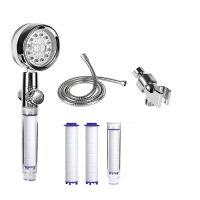 1 Set LED Shower Head with Hose, Holder &amp; 3 Filters, 3 Water Temperature-Controlled