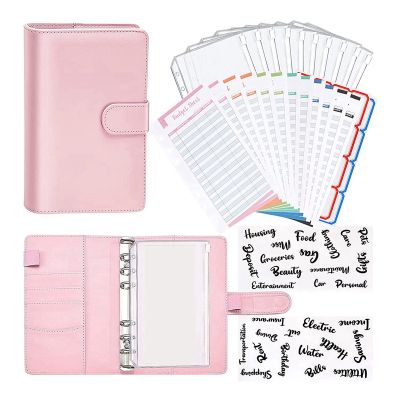 Notebook Binder Budget Planner,A6 Cash Envelope System Binder with Binder Pockets,Expense Budget Sheets