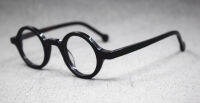 BETSION Small Vintage Round 37mm Hand Made Glasses Full Rim Eyeglass Frames Men Women Myopia Rx able