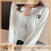 hanshi [2023 new HOT FASHION] lazlook เสื้อคาร์ดิแกนถักปักลายสไตล์เกาหลีสำหรับผู้หญิงเสื้อโค้ทถักแขนยาวลำลองแฟชั่นฤดูใบไม้ร่วง