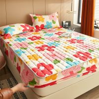 1pc Mattress Cover Thicken Quilted Fitted Bed Sheet Printed Bedding sheets for kids Cover Non-slip Sheet (Need Order Pillowcases