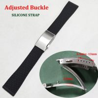 ✼ 20mm 22mm 24mm Watch Band with Luxury Metal Buckle Silicone Strap Quick Release Bracelet Solid หัวเข็มขัดพับได้ Wristbelt