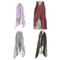 【Ready Stock】? Double-layer warm lazy blanket thickened shawl coral fleece small blanket houseman cloak office nap blanket cape style