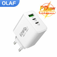 Olaf PD 60W USB C Charger Fast Charging Type C Charger Quick Charge 3.0อะแดปเตอร์ชาร์จศัพท์สำหรับ Xiaomi Samsung