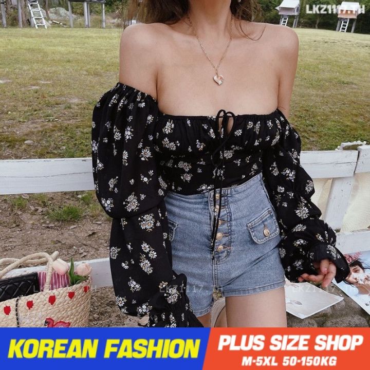 plus-size-เสื้อผ้าสาวอวบ-เสื้อสาวอวบอ้วน-ไซส์ใหญ่-ผู้หญิง-เสื้อชีฟองผู้หญิง-ทรงหลวม-แขนยาว-คอเหลี่ยม-ลายดอก-ย้อนยุค-ฤดูใบไม้ผลิ-สไตล์เกาห-v728