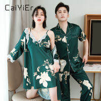 CAIYIER 2020คนรักชุดนอนผ้าไหมชุดดอกไม้ลูกไม้เซ็กซี่ Robe Nightdress ผู้หญิงและผู้ชายชุดนอนแฟชั่นสี Party Homewear