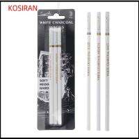 KONSIRAN 3Pcs/Set 3ชิ้น/เซ็ต ดินสอถ่านสเก็ตช์สีขาว อุปกรณ์การเรียนสำหรับโรงเรียน ถ่านสีขาว ปากกาวาดรูป ของใหม่ เครื่องมืองานฝีมือศิลปะ ปากกาคาร์บอนไฮไลท์ การร่างภาพ