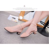 Women Cute Suede Leather Single String Flat Heels Pointed Sandals