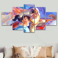 Aladdin And Princess Jasmine Movie โปสเตอร์ผ้าใบและพิมพ์ Wall Art Home Decor-ชุด5