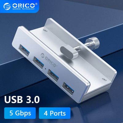 ORICO USB ฮับ3.0ขับเคลื่อนพร้อมการชาร์จ4พอร์ตโต๊ะคลิปอะแดปเตอร์ตัวแยก USB การ์ดรีดเดอร์ SD อุปกรณ์เสริมสำหรับคอมพิวเตอร์พีซี Feona