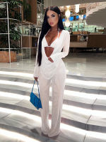 3Pcs Woman Sexy Strapless Mesh Backless Trousers Suit Lady Perspective Breathable Long Sleeve Lace Up Casual Draped Pants Suit