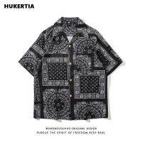 HUKERTIA ญี่ปุ่น Vintage เม็ดมะม่วงหิมพานต์ดอกไม้พิมพ์แขนสั้นเสื้อผู้ชายหลวม Hip-Hop คู่เสื้อลำลอง New