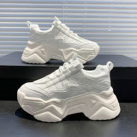 Women White Shoes New Chunky Sneakers For Women Lace-Up White Vulcanize Shoes Casual Fashion Dad Shoes Platform Sneakers