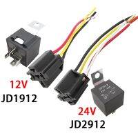 1Set JD1912 Relay JD2912 Waterproof Car Relais 12/24V 4Pin Copper Terminal With Socket Plug Coil Automobile Control Device Relay