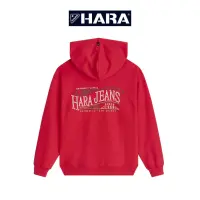 [ส่งฟรี] Hara ฮาร่า ของแท้ เสื้อกันหนาวแขนยาว มีซิป สีแดง  สกรีนลายด้านหลัง Cotton 100% คุณภาพดี ผ้าใส่สบาย