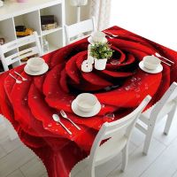 Red Rose Modern Printing Rectangular Table Cloth Table Wedding Decoration Table Cover Waterproof Table Cloth Picnic Blanket