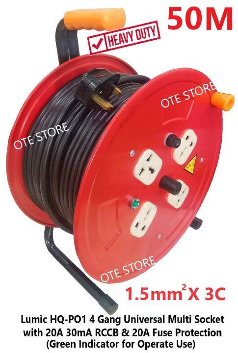 Heavy Duty Lumic HQ-PO1 4Gang 13A Universal Multi socket with 20A 30mA ...