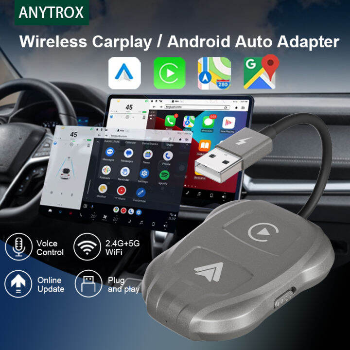 ANYTROX Wireless Apple CarPlay Android Auto Wireless Adapter 2-in-1 ...