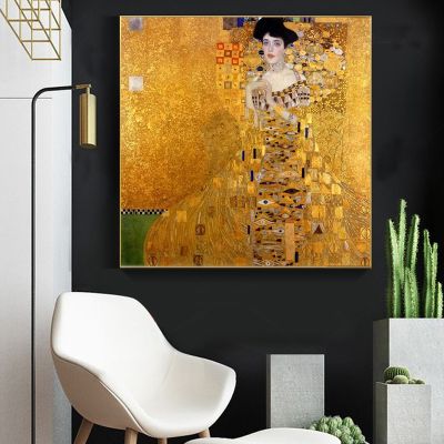 ภาพวาดสีน้ำมันศิลปะบนผนังและโปสเตอร์ Gustav Klimt Kiss มีชื่อเสียงพิมพ์บนผ้าใบสำหรับการตกแต่งห้องนั่งเล่นการตกแต่งบ้าน Cuadros