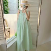 Seaside on backless cotton dress skirt with shoulder-straps condole belt of the dress design feeling outside the small vest skirt girl summer