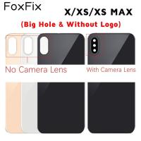 กระจกด้านหลัง Foxfix สำหรับฝาหลังปิดโทรศัพท์ X XS MAX กรอบหลังเคสประตูหลังที่อยู่อาศัยที่มีกาวอะไหล่กล้องถ่ายรูป +