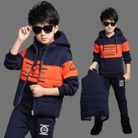 Sports Suit For Boys 3pcsset Childrens Suit Cotton Hooded Vest + T-shirts + Pants Girl Kids Sportswear Tracksuit Warm Clothing