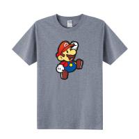 ผ้าฝ้าย 100%เสื้อยืดผ้าฝ้ายพิมพ์ลาย Mario สีเทาสำหรับผู้ชายS-3XL  L1C5