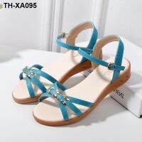 ?☁✥∈ 34-42 large size low-heeled sandals womens summer new soft bottom non-slip shoes middle-aged and elderly pregnant women