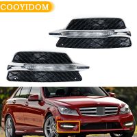 Newprodectscoming Car Left Right Front Bumper Grill Molding LED Fog Lamp DRL Daytime Running Light For Mercedes Benz W204 C-Class 2012 2013 2014