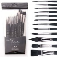 12pcs Professional Watercolor Paint Brushes Set Includes Round Flat Cats Tongue Brushes Synthetic Hair for Watercolor Acrylic Artist Brushes Tools