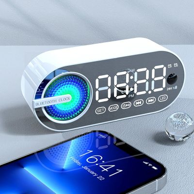 Wireless Bluetooth Speaker With FM Radio Mini Portable Card Alarm Clock Sound Dual Alarm Clock Settings For All Phone Support TF Wireless and Bluetoot