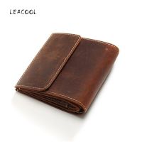 Vintage Man Genuine Leather Wallet With Coin Pocket Mens Mini Purse Money Bag Credit Card Holder Clip For Cash