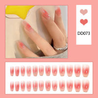 พร้อมส่ง【DD073] เล็บปลอมกันน้ำ เล็บปลอม 24 ชิ้น สำเร็จรูป สไตล์เกาหลี รุ่น แฟลชสว่านสีแดง