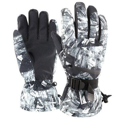 Mens Ski Gloves, Multi-Functional Snowboard Gloves Buckle Press Screen Waterproof Winter Gloves