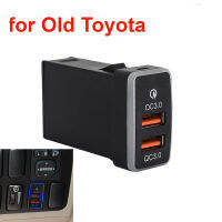 รถ Quick CHARGING QC 3.0 USB DUAL PORT Charger SOCKET พร้อมไฟ LED สีฟ้า, สำหรับ Toyota FJ crucer, 12V-24V