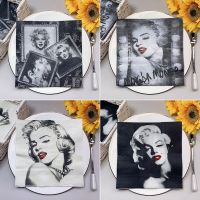 20Pcs/Bag Vintage Napkin Paper Tissues Black White Marilyn Monroe Decoupage Wedding Birthday Party Serviettes Home Dinner Decor Nails Screws Fasteners